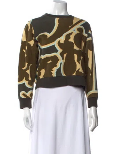 Pre-owned Carven Graphic Print Crew Neck Sweatshirt In Brown