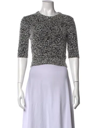 Pre-owned Carven Patterned Crew Neck Top In White