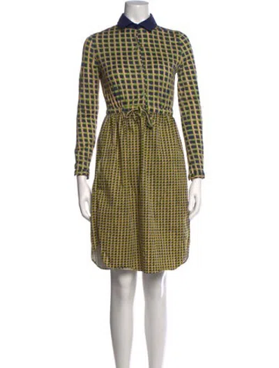Pre-owned Carven Plaid Print Knee-length Dress In Green