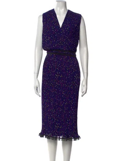 Pre-owned Carven Printed Midi Length Dress In Blue/purple