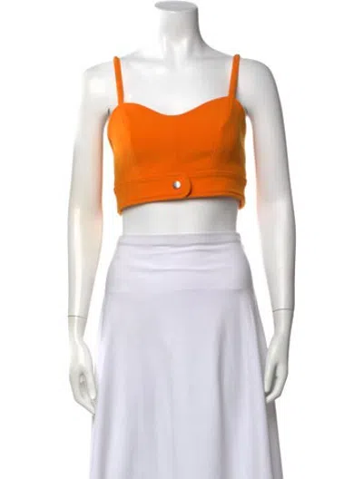 Pre-owned Carven Square Neckline Sleeveless Crop Top In Orange