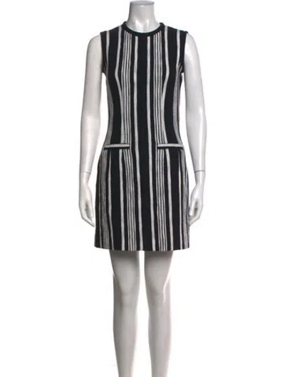 Pre-owned Carven Striped Mini Dress In Black