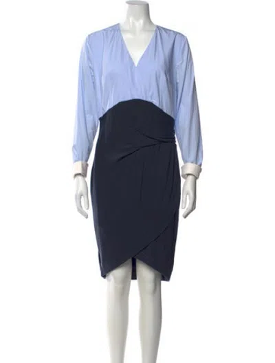 Pre-owned Carven V-neck Knee-length Dress In Blue