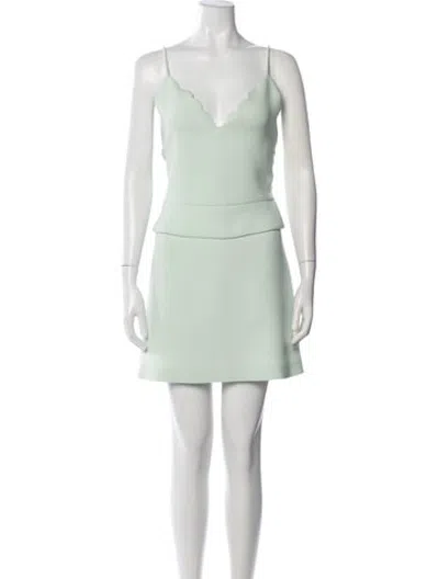 Pre-owned Carven V-neck Mini Dress In Green