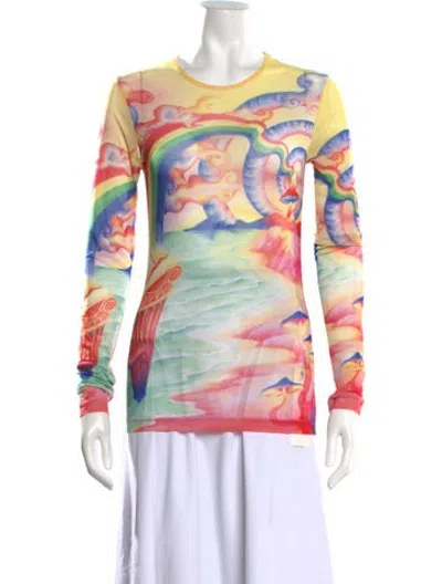 Pre-owned Casablanca Printed Crew Neck Top W/ Tags In Pink