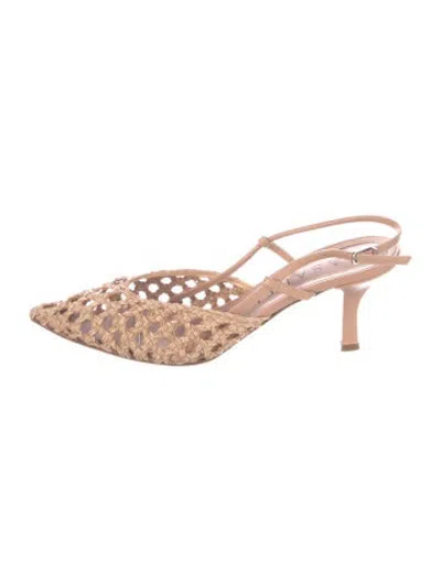 Pre-owned Casadei Leather Braided Accents Slingback Pumps In Neutrals