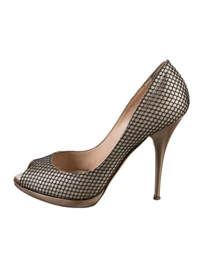 Pre-owned Casadei Mesh Patterned Pumps In Black/neutrals