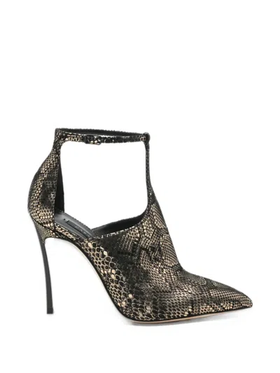 Casadei Snake-effect Buckled Pumps In Gray