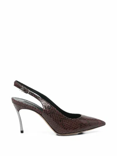 Casadei Snakeskin-effect Slingback Pumps In Brown