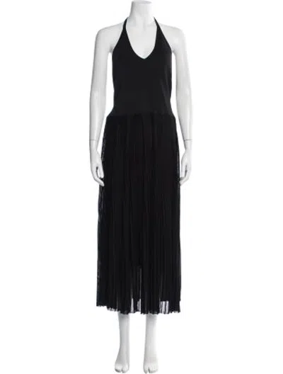 Pre-owned Casasola Halterneck Long Dress In Black