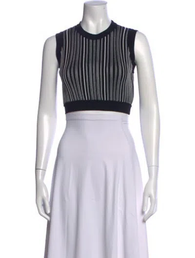 Pre-owned Casasola Striped Crew Neck Crop Top In Black