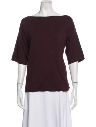 Pre-owned Casey Casey Bateau Neckline Three-quarter Sleeve Top In Burgundy