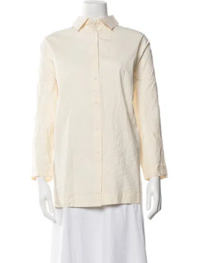 Pre-owned Casey Casey Long Sleeve Button-up Top W/ Tags In Neutrals