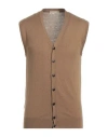 Cashmere Company Man Cardigan Khaki Size 40 Wool, Cashmere, Silk, Nylon In Beige