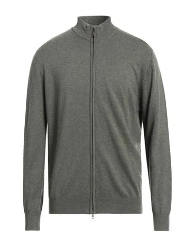 Cashmere Company Man Cardigan Military Green Size 46 Wool, Cashmere In Green
