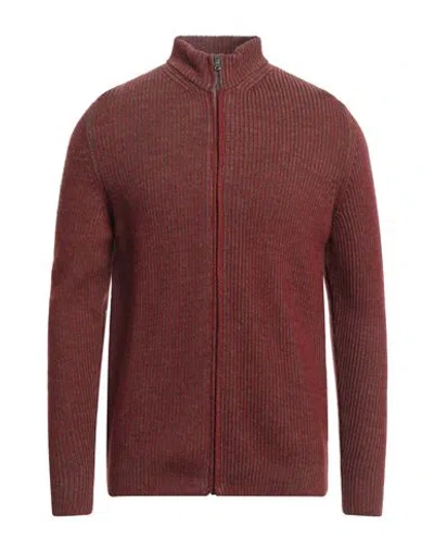 Cashmere Company Man Cardigan Rust Size 42 Wool, Alpaca Wool In Red