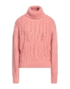 Cashmere Company Woman Turtleneck Salmon Pink Size 8 Wool