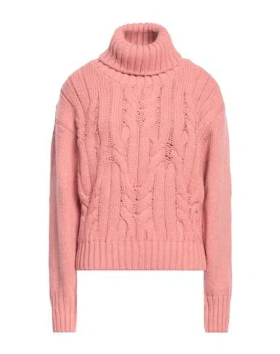 Cashmere Company Woman Turtleneck Salmon Pink Size 8 Wool