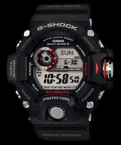 Pre-owned Casio Gw9400-1 G-shock Rangeman Tough Solar Digital Black Watch