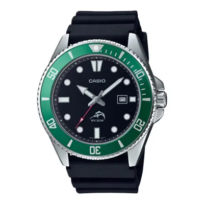 Casio Men's Black And Green Bezel Dive Watch - Mdv-106b-1a3vcf