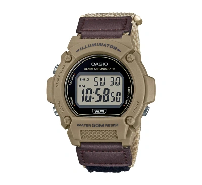 Casio Men's Digital Tan Nylon Watch, 47.0mm, W219hb-5av