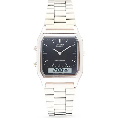 Casio Vintage Aq230a-1dm Analog/digital Bracelet Watch, 38.8mm × 29.8mm In Metallic