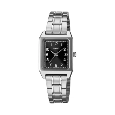 Casio Women's Black Dial Stainless Steel Classic Analog Watch - Ltp-b150da-1bdf In Silver