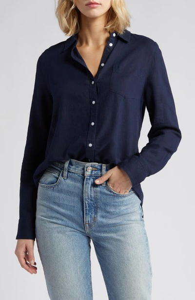 Caslon Linen Blend Button-up Shirt In Navy Blazer