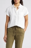 Caslon Linen Blend Camp Shirt In White