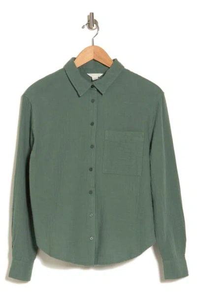 Caslon Relaxed Pocket Button-up Shirt In Green Duck