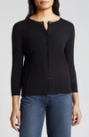 Caslon Three-quarter Sleeve Cardigan In Black