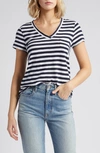 Caslon V-neck Short Sleeve Pocket T-shirt In Navy Blazer White Charm Stripe