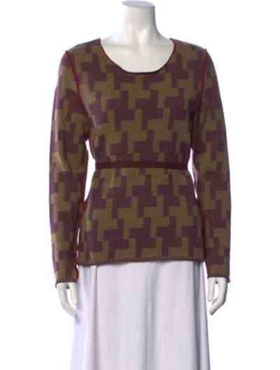 Pre-owned Catherine André Wool Patterned Sweater W/ Tags In Brown