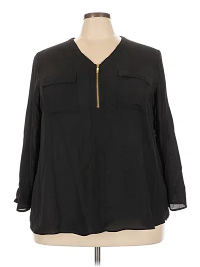 Pre-owned Cato 3/4 Sleeve Blouse In Black