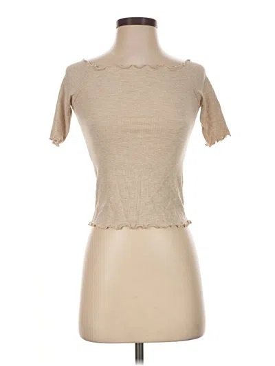 Pre-owned Caution To The Wind Short Sleeve Turtleneck In Tan