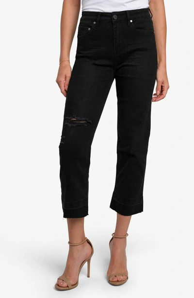 Cavalli Class High Waist Straight Leg Wide Hem Jeans In Black