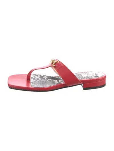 Pre-owned Cavalli Class Leather Animal Print Flip Flops In Red