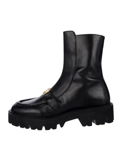 Pre-owned Cavalli Class Leather Combat Boots In Black