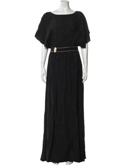 Pre-owned Cavalli Class Patterned Long Dress In Black