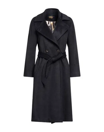 Cavalli Class Woman Coat Midnight Blue Size 8 Wool, Polyester, Acrylic