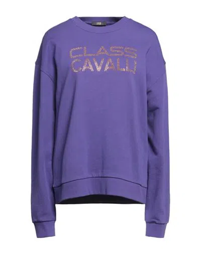 Cavalli Class Woman Sweatshirt Purple Size L Cotton