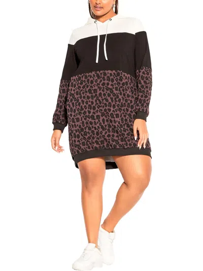 Ccx Womens Animal Print Cotton Sweatshirt Dress In Multi