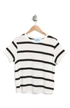 Cece Boxy Crop T-shirt In Black/ Ivory Stripe