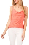 Cece Eyelet Cowl Neck Camisole In Cameo Coral