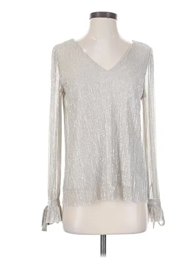 Pre-owned Cece Long Sleeve Blouse In Silver
