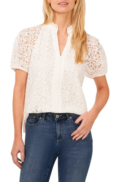 Cece Raglan Sleeve Lace Top In New Ivory