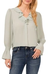 Cece Ruffle V-neck Top In Light Sage