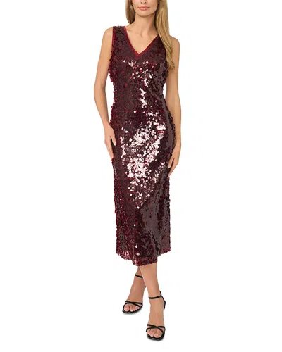 Cece Sequin V Neck Tie Back Midi Dress In Multi