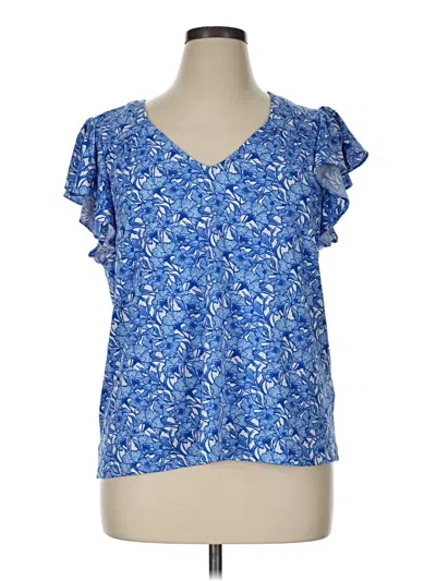 Pre-owned Cece Short Sleeve Blouse In Blue