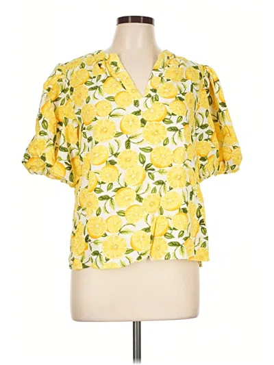 Pre-owned Cece Short Sleeve Blouse In Yellow